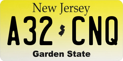NJ license plate A32CNQ
