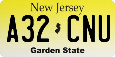 NJ license plate A32CNU