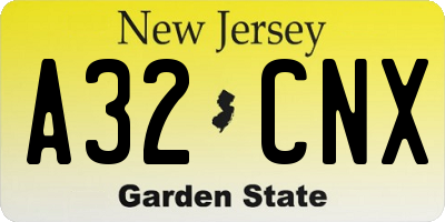 NJ license plate A32CNX