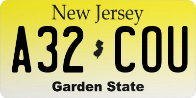 NJ license plate A32COU