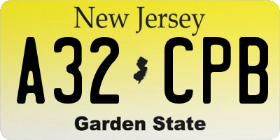 NJ license plate A32CPB