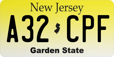 NJ license plate A32CPF
