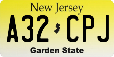 NJ license plate A32CPJ