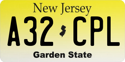 NJ license plate A32CPL