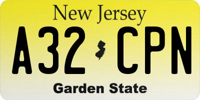 NJ license plate A32CPN