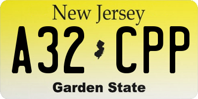 NJ license plate A32CPP