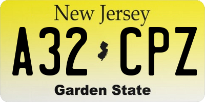 NJ license plate A32CPZ