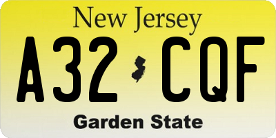 NJ license plate A32CQF