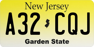 NJ license plate A32CQJ