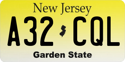 NJ license plate A32CQL