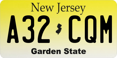 NJ license plate A32CQM