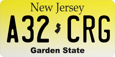 NJ license plate A32CRG