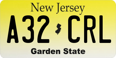 NJ license plate A32CRL