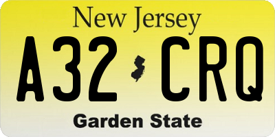NJ license plate A32CRQ