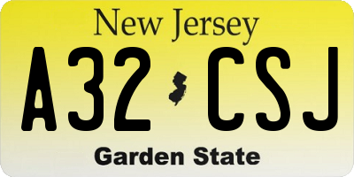 NJ license plate A32CSJ