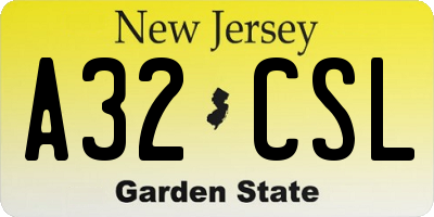 NJ license plate A32CSL