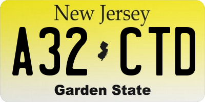 NJ license plate A32CTD