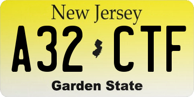 NJ license plate A32CTF