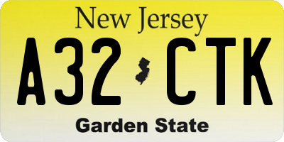 NJ license plate A32CTK