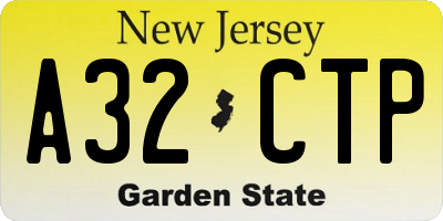 NJ license plate A32CTP