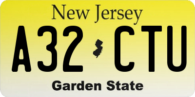 NJ license plate A32CTU