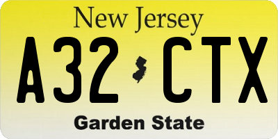 NJ license plate A32CTX