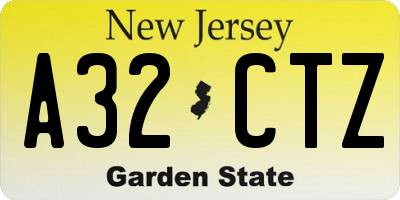 NJ license plate A32CTZ