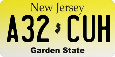 NJ license plate A32CUH