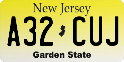 NJ license plate A32CUJ