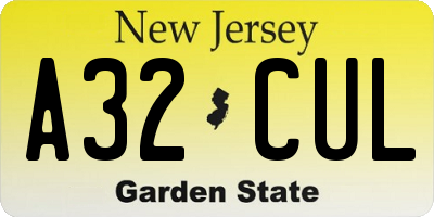 NJ license plate A32CUL