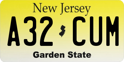 NJ license plate A32CUM