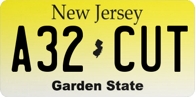 NJ license plate A32CUT