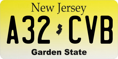 NJ license plate A32CVB