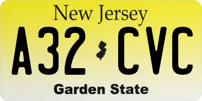 NJ license plate A32CVC