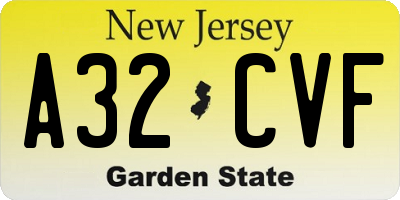 NJ license plate A32CVF