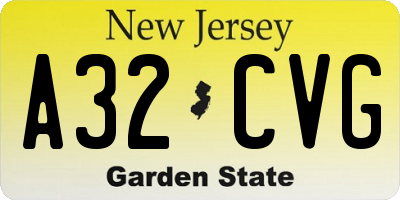 NJ license plate A32CVG