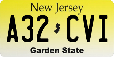 NJ license plate A32CVI