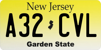 NJ license plate A32CVL