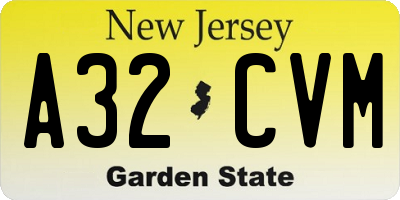 NJ license plate A32CVM