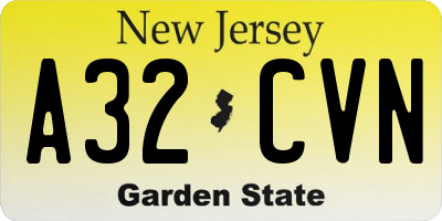 NJ license plate A32CVN