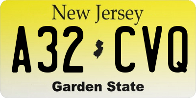 NJ license plate A32CVQ