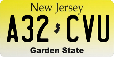 NJ license plate A32CVU