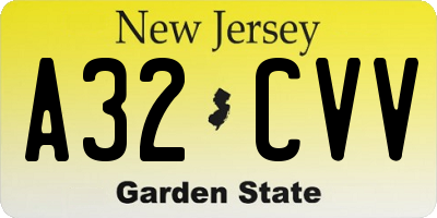 NJ license plate A32CVV