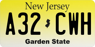 NJ license plate A32CWH