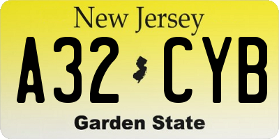 NJ license plate A32CYB