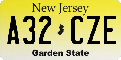 NJ license plate A32CZE