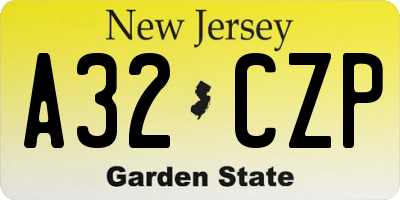 NJ license plate A32CZP