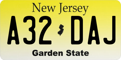 NJ license plate A32DAJ