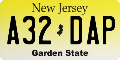 NJ license plate A32DAP