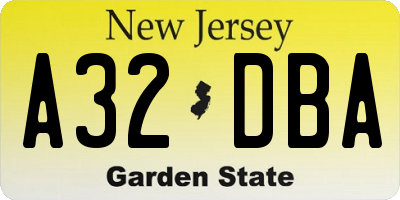 NJ license plate A32DBA